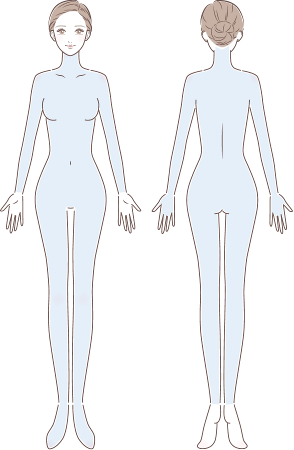 全身＋VIOの脱毛範囲を示した全身のイラスト